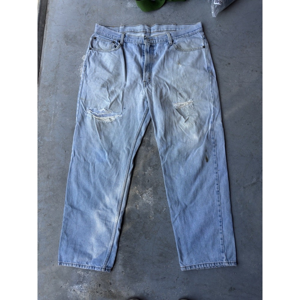 Levi's 550 Relaxed Fit Jeans Men's 39X30 Blue Denim Pockets Zip Fly - Flaws
